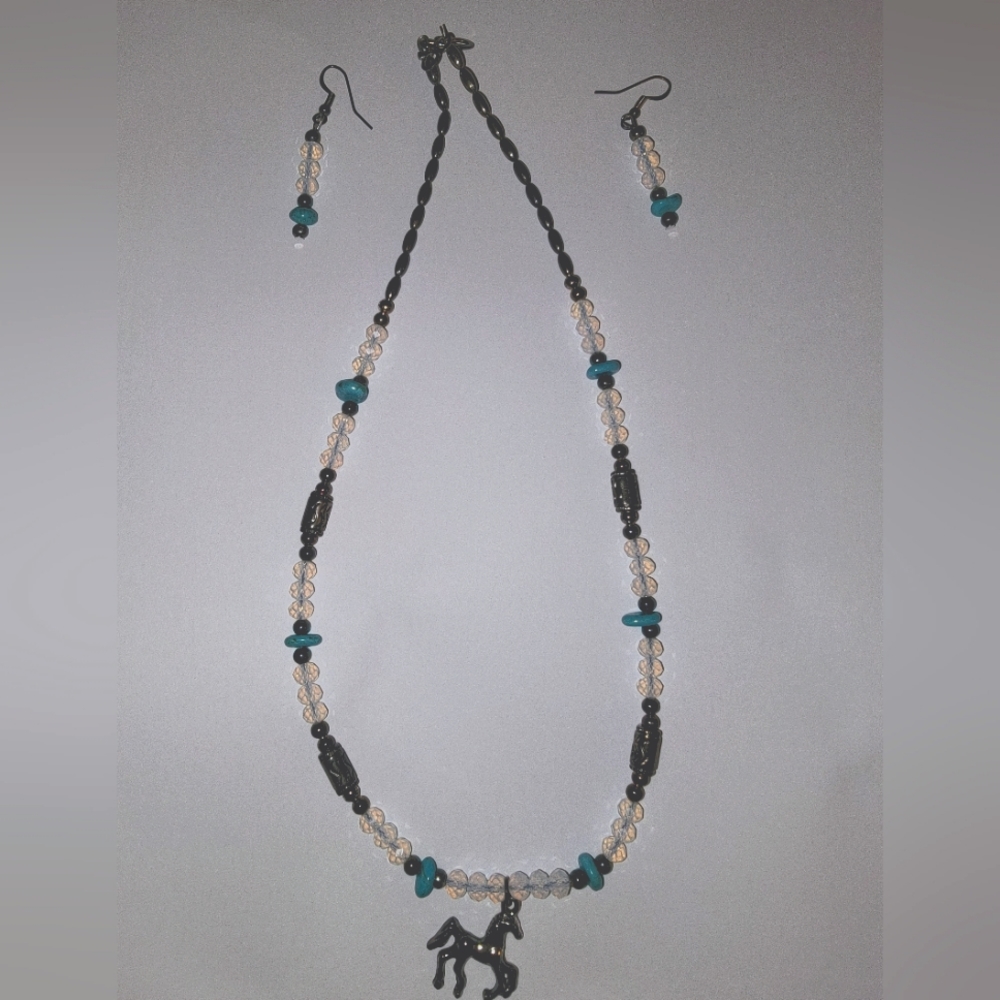 Horse Necklace with earrings